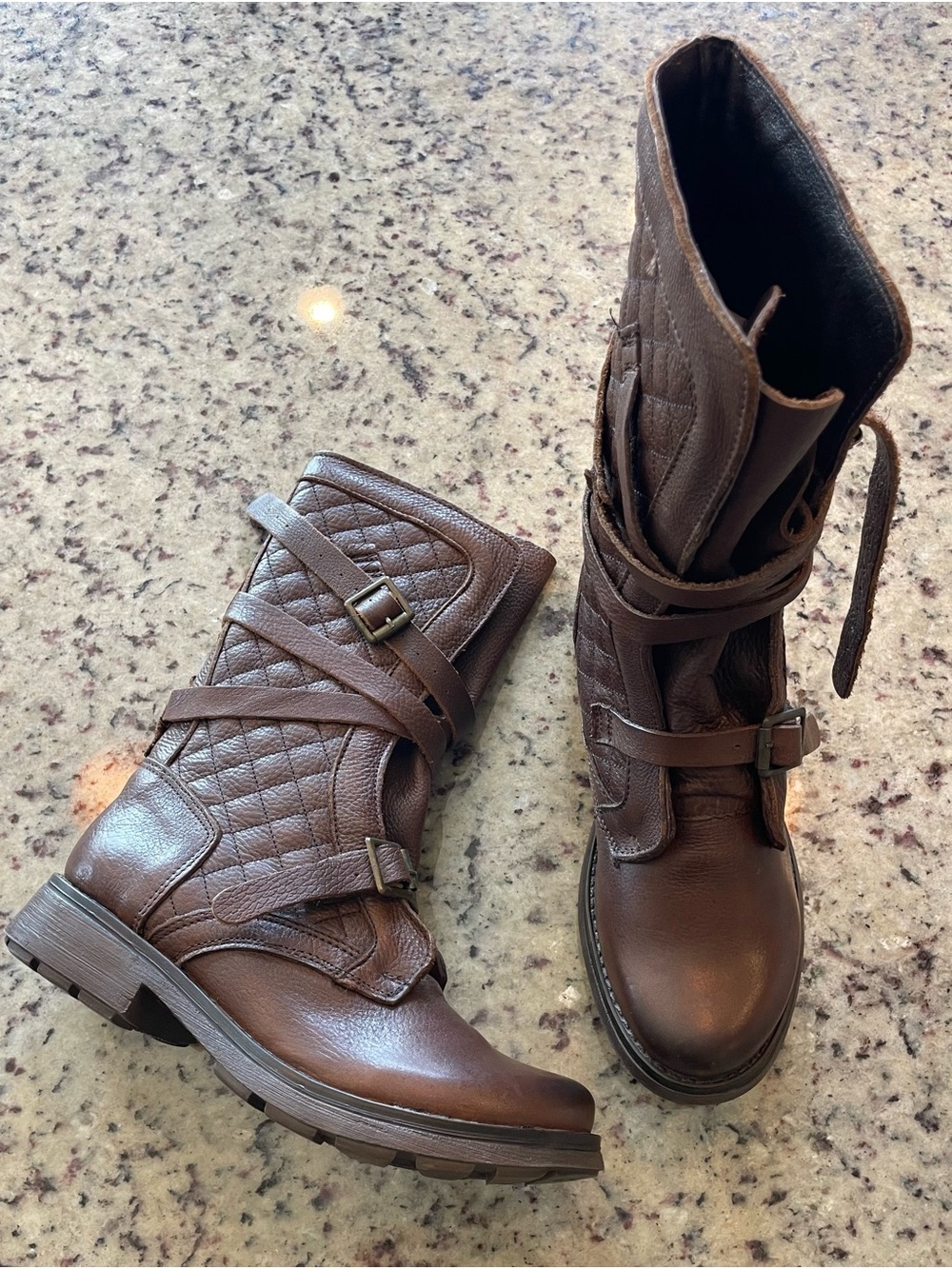 New brown leather Steve Madden Bounti moto boots 8.5
